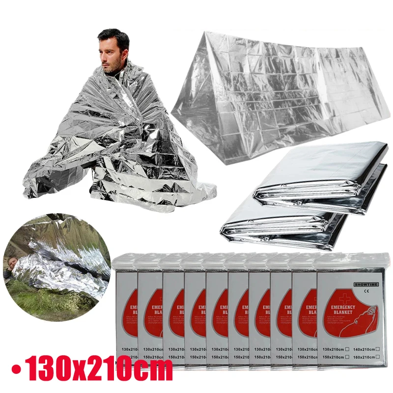 Sports Outdoor Emergency Survival Waterproof Tactical Life Rescue Body Heat Cold Cover Curtain Foil Thermal Protection Blanket