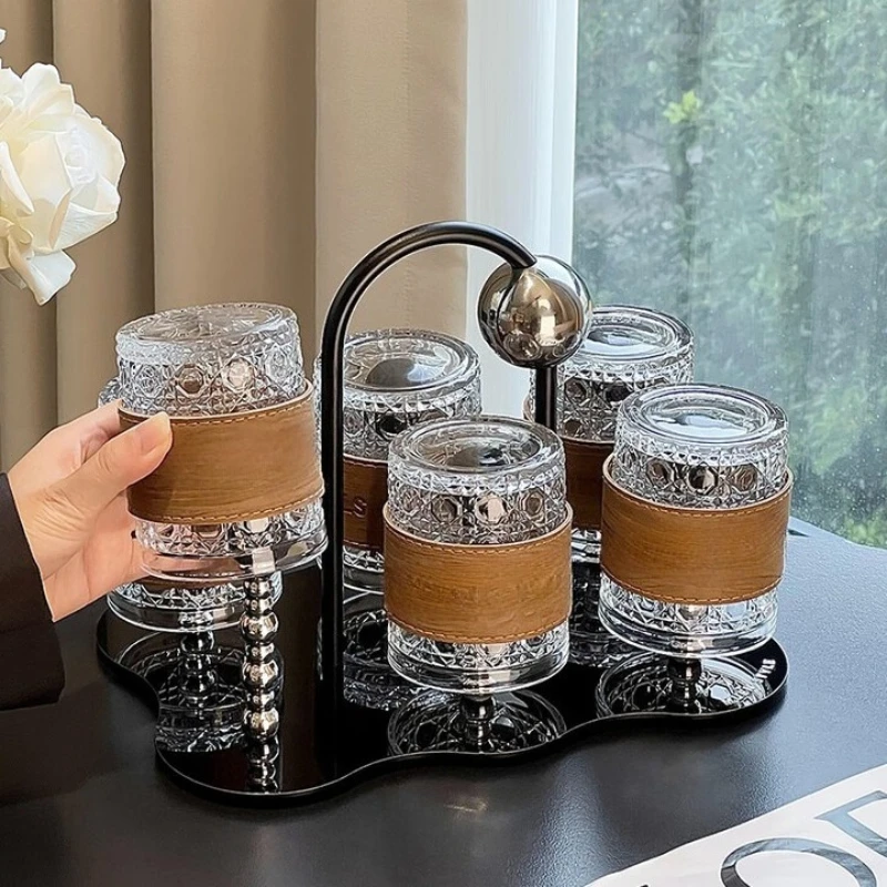 

Cup set Living room home light luxury high-end glass water cups drink cups coffee storage holder