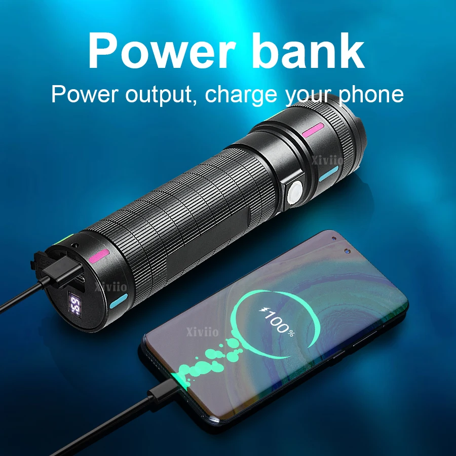 2025 جديد الترا برايت مشاعل 900000000LM قوية قابلة للشحن التكتيكية الشعلة 5000 متر مصباح محمول فانوس التخييم في الهواء الطلق