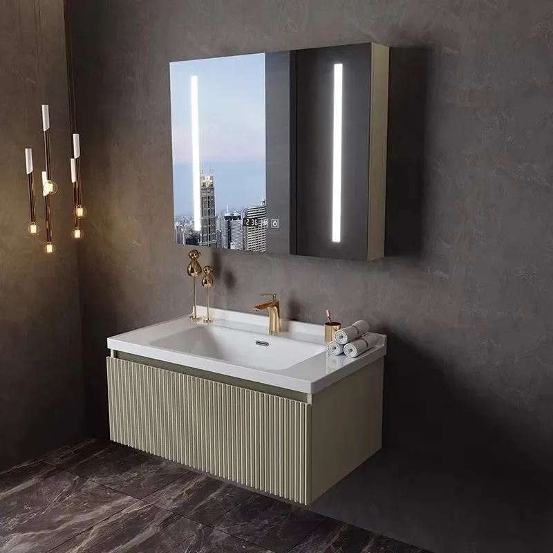 EO s Luxury Orgnizer Wooden Bathroom Cabinet Sink Mirror Light Space Saver Washroom Cabinet Toilet Storage Mobile Bagno Furni