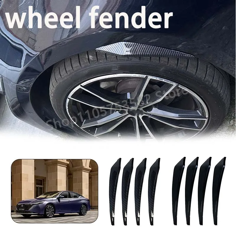 4Pcs Glossy Black Car Wheel Fender Flares Decorative Fender Flares Mud Splash Guard Accessories For Nissan