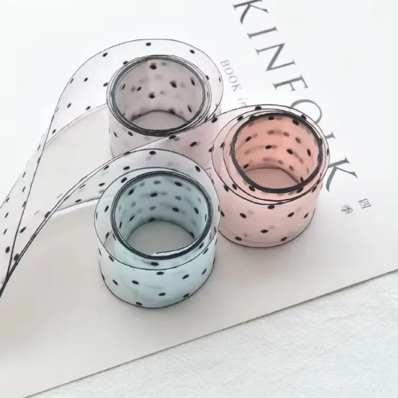 1 متر 25 مللي متر/38 مللي متر نقطة مطبوعة الأورجانزا شريطة من الدانتيل Craft بها بنفسك الحرفية لتعبئة القوس الملابس الخياطة ملحق عيد الميلاد الشيفون الشريط