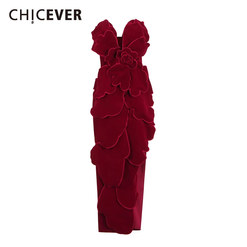 

CHICEVER Роскошные вечерние длинные платья с цветочным принтом для женщин без бретелек без рукавов с высокой талией вечерние Winered бархатное платье женское