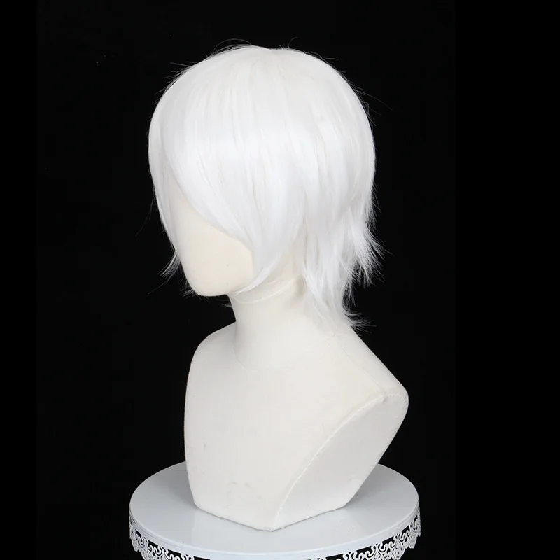 Xiu Dan Parrucca cosplay universale per capelli corti in stile giapponese Anime Frangia bianca pura con cornice per il viso Stile Ma-Nyan 013B