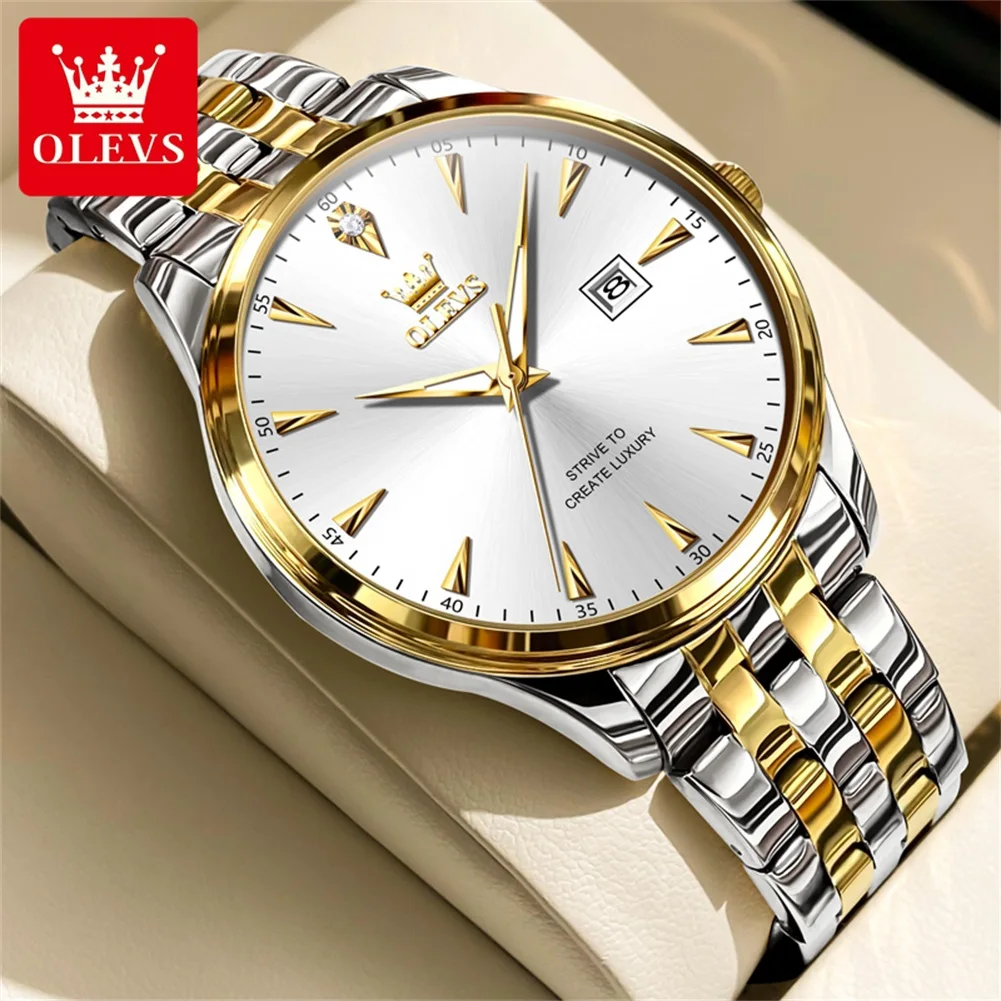 

OLEVS Men Luxury Brand Sport Mens Watches Full Steel Calendar Quartz Clock Men's Waterproof Business Watch relogio masculino