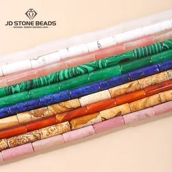 4x13mm Natural Stone Agate Jasper Turquoise Tube Cylinder Shaped Beads Loose Spacer For Jewelry Making DIY Bracelet Accessory