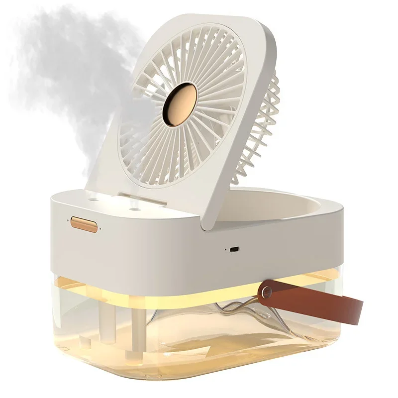 

Summer Home Appliance Desktop Fan with Night Light 4000mAh 2.5L Dual Spray Humidifying Fan 3 Speeds Water Mist Fans