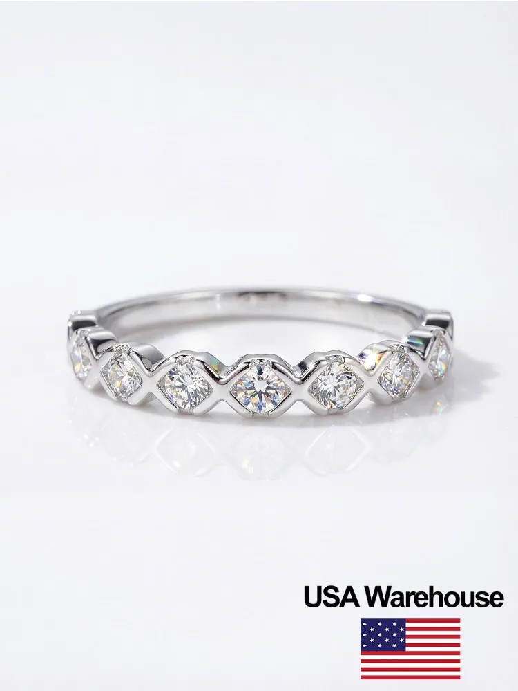 

S925 Sterling Silver Real Moissanite Diamond Hexagonal Round Sparkling Ring for Women Daily Wear Anniversary Fine Jewelry