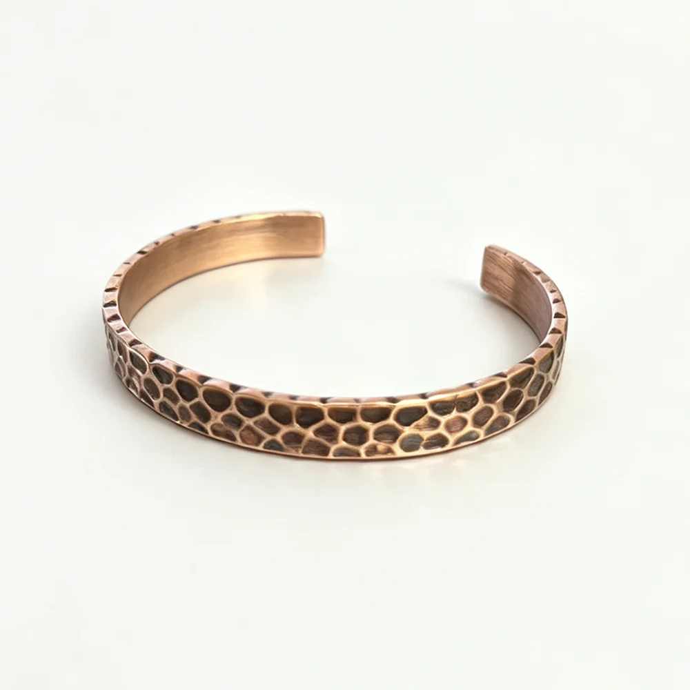 Hammered Solid Copper Metal Bracelet Rustic Vingtage Punk Unisex Cuff Bangle Viking Handmade Jewelry Gift for Men Women