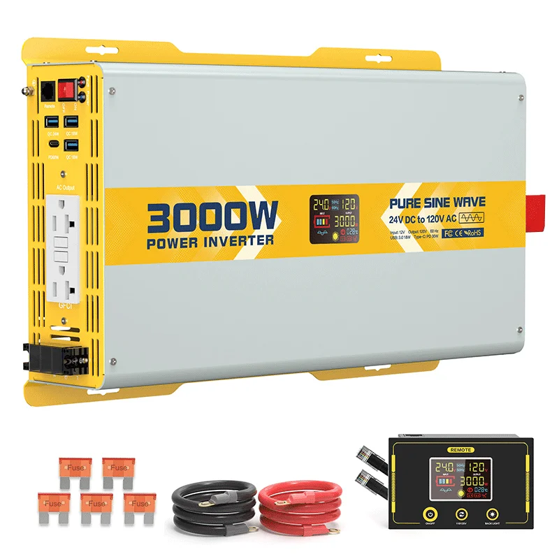 

1000w 2000w 3000w 12V 24V to 110v 120v DC to AC Converter Pure Sine Wave Power Inverter for Car Home Battery Use