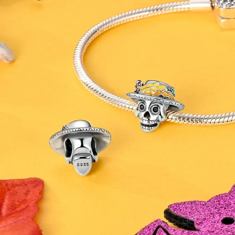 925 Sterling Silver Halloween Pumpkin Human Skeleton Pendant Charms Beads For Original Bracelet for Women DIY jewelry Gifts