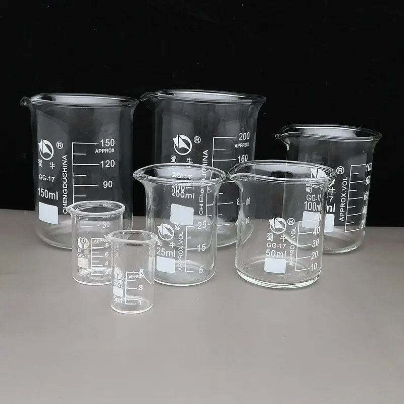 

1Piece 5ml To 200ml Lab Borosilicate Glass Beaker Heat-resist Scaled Measuring Cup Laboratory Equipment