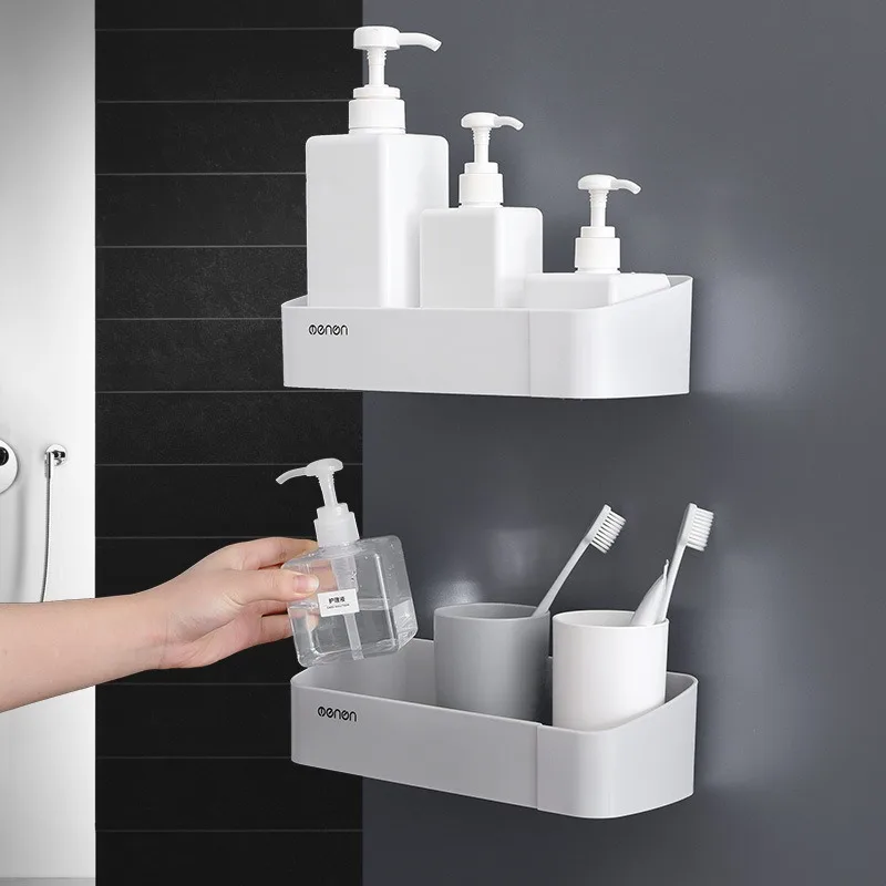 Wall-Mounted Triangular Storage Rack for Toilet Double Detachable Storage Shelves Strong Load-Bearing Household Bathroom