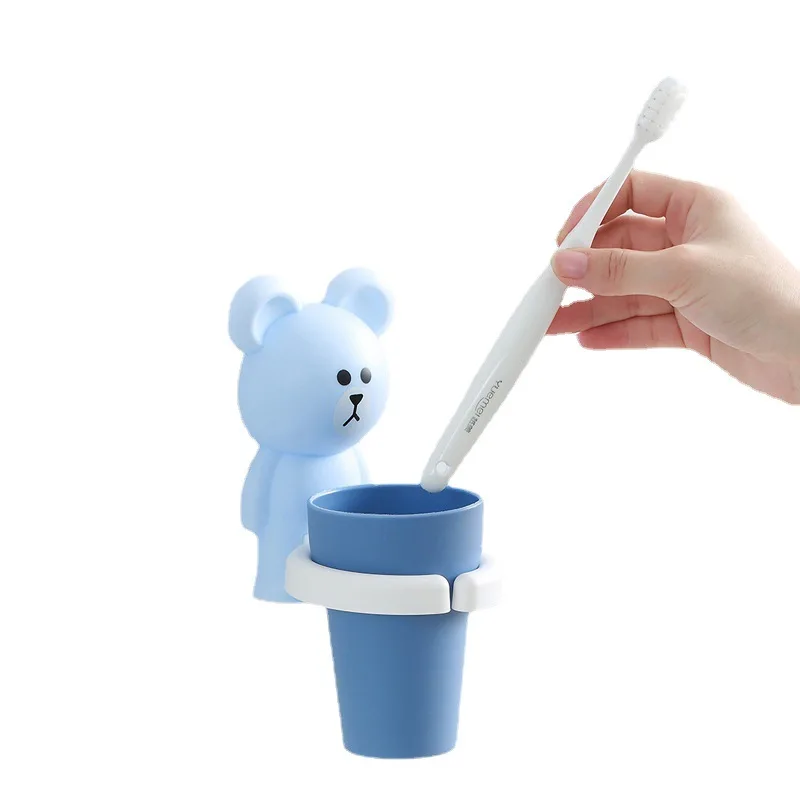 Kids Toothbrush Holder Wall Mount Paste Baby Toothbrushing Cup Safe Non-toxic Wash Cup Strong Anti-Fall Bathroom Supplies