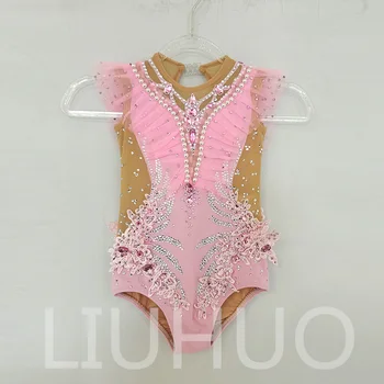 LIUHUO Ritmik Jimnastik Leotard Pembe Çocuklar İçin Rekabetçi Amigo Performansı