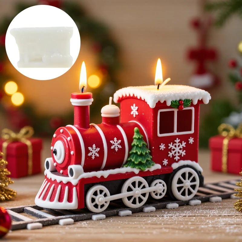 

Рождественский локомотив, свеча, силиконовая форма, Рождественская елка, снежинка, поезд, гипсовая форма, новогодний подарок, формы из смолы для локомотива