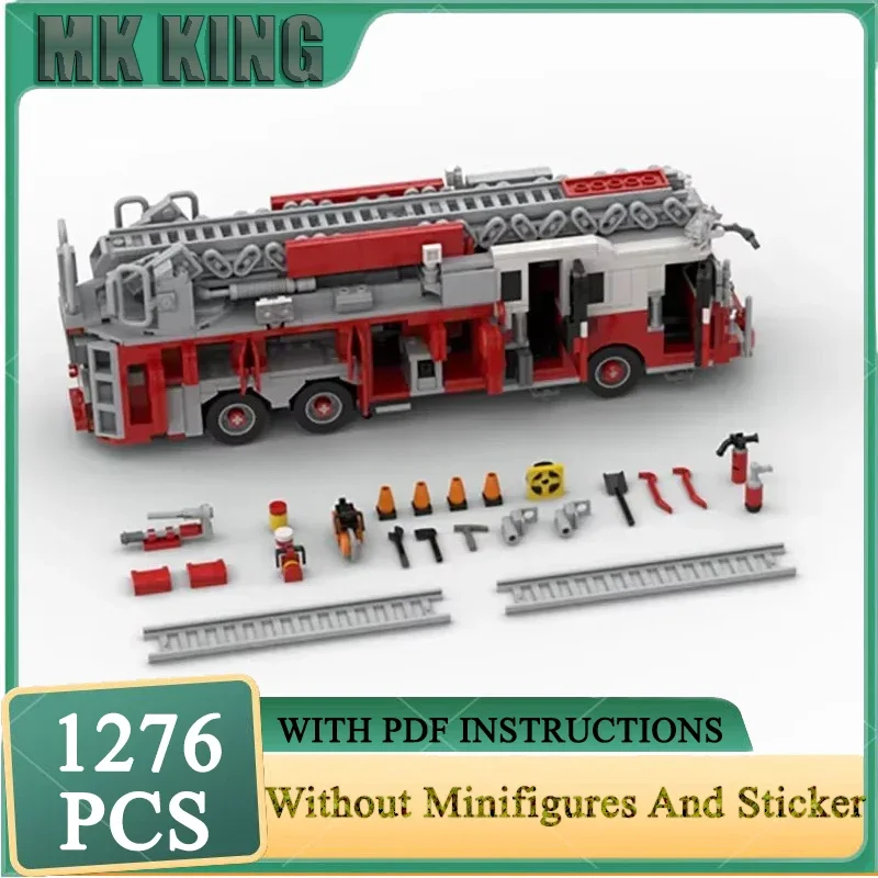 Car Series Moc Building Blocks New York Fire Brigade Ladder 102 Express Model Technology Bricks Brand-name Vehicle DIY Toys