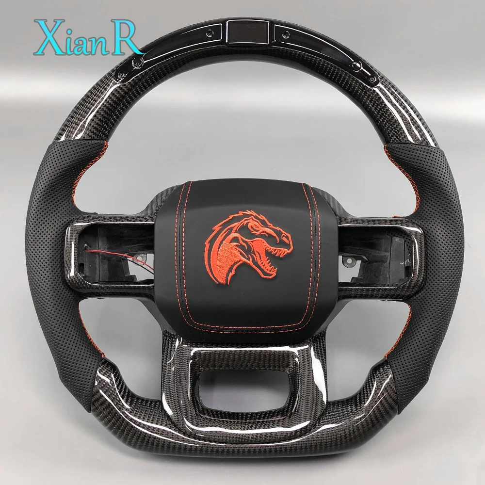 

Customized LED Carbon Fiber Steering Wheel Embroidered logo for Ford Raptor F150 2021 2022 2023 2024 Car Steering Wheel