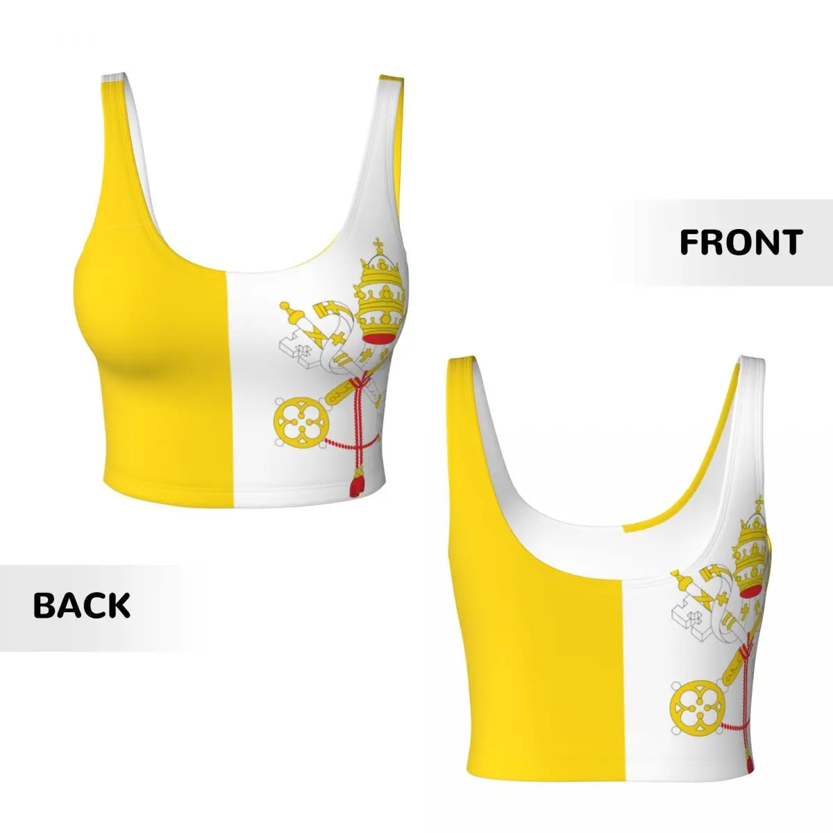 سترة يوجا للنساء للصالة الرياضية قطع علوية قصيرة لعلم مدينة الفاتيكان ملابس الشارع الشهير قميص بدون أكمام يسمح بالتهوية للسيدات