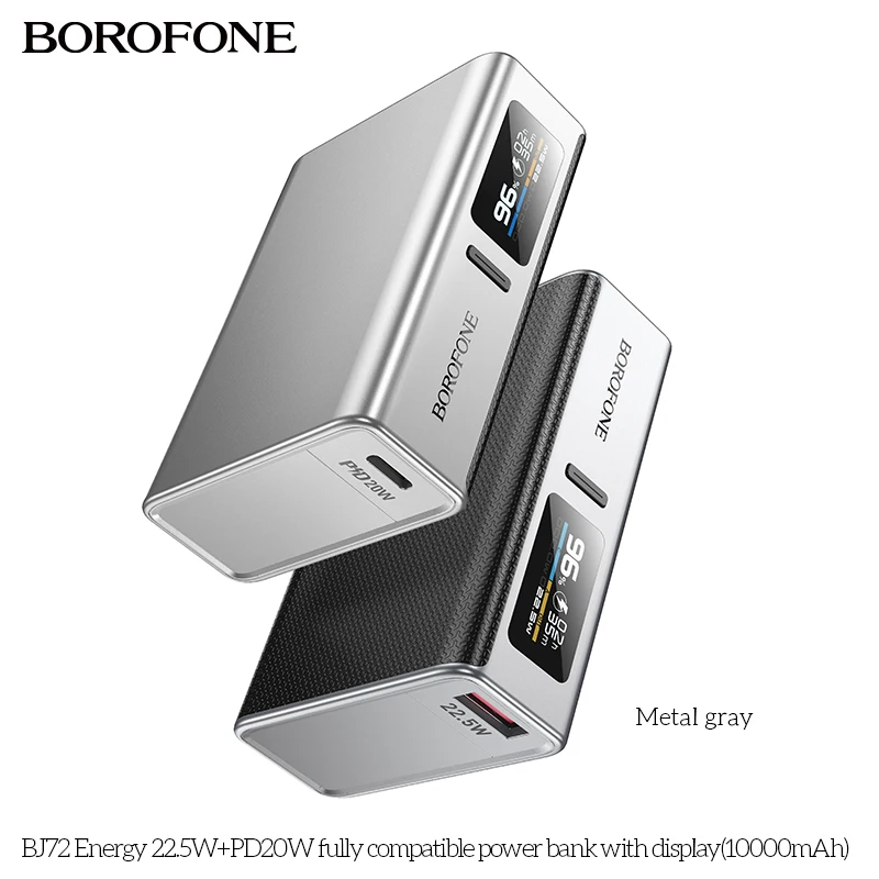 

BOROFONE BJ72 22.5W+PD20W 10000mAh Mobile Power Bank With Digital Display Type-C USB C Output Portable For IPhone Fast Charging