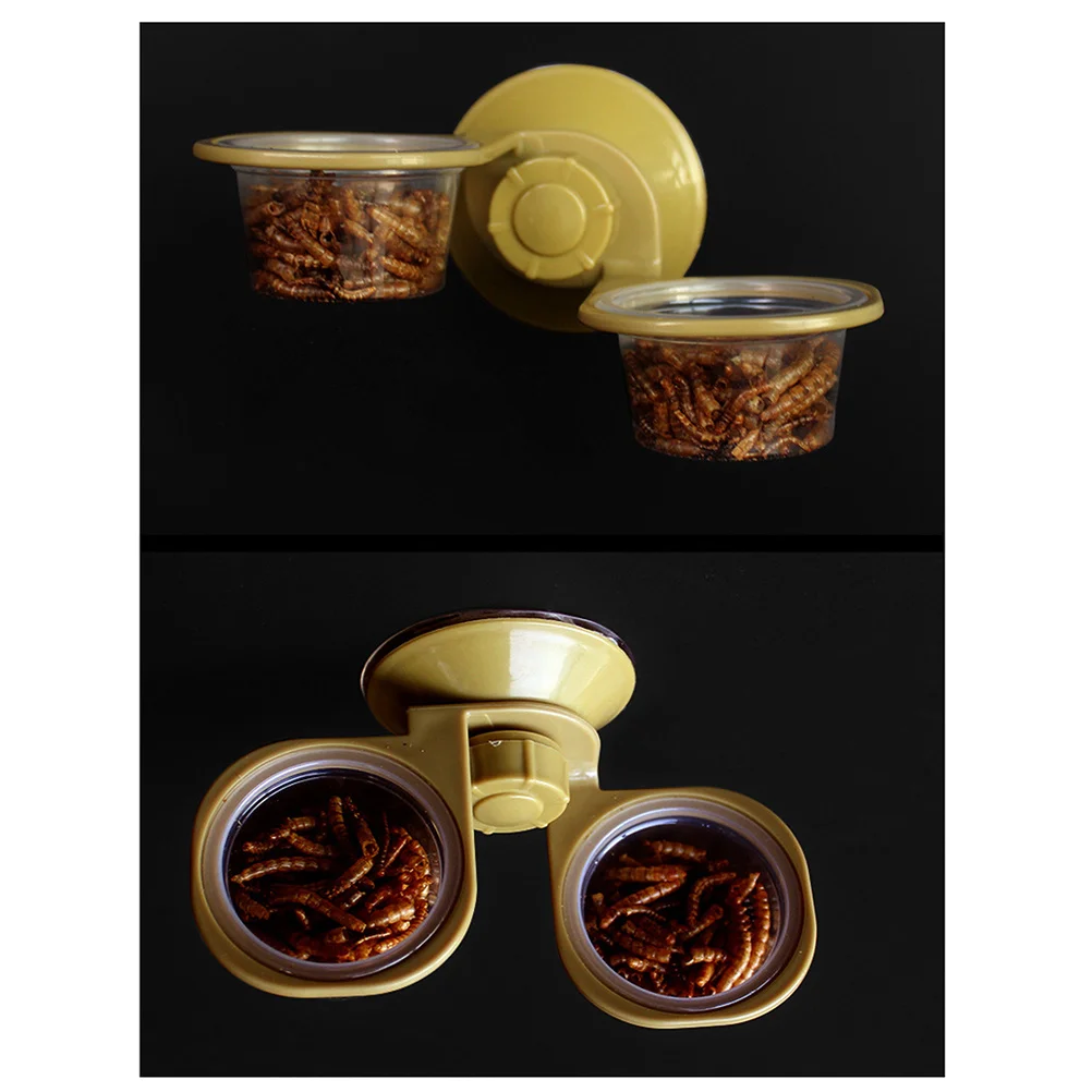 

Hanging Reptile Feeding Bowl Double Design ABS PP Material Easy Clean Install Small Reptiles Tortoise Lizard Frog Terrapin