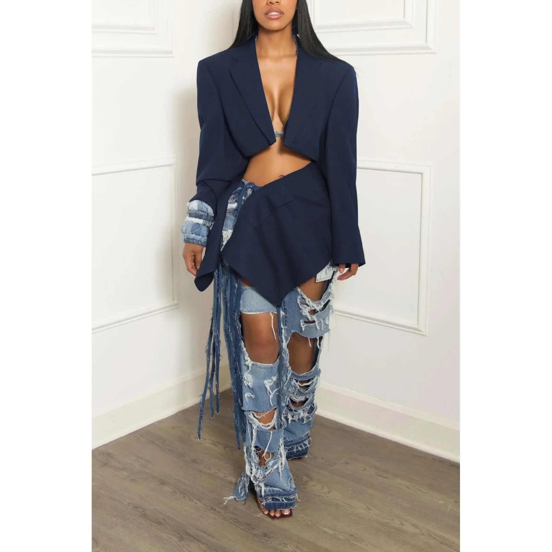 Elegant Blazers Jackets 2 Piece Skirt Sets Sexy Dress Y2K Streetwear Ladies Summer Luxury Cloaks Outfit Two Piece Suit Sets