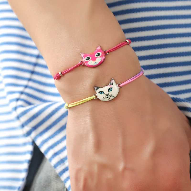 New 12pcs/lot Cute Unicorn Cat Bracelet Set Multi-style Shell Handmade Adjustable Charms Rope Bracelets for Women Jewelry Gifts