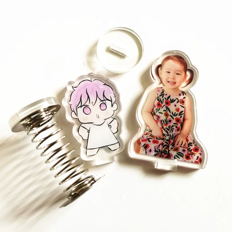 Custom Fashion Spring Shaking Standing Acrylic Wholesale Cartoon Anime Photo Stand Sign Funny Desk Standee Car Accessories Gifts