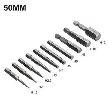 10 adet 1/4 inç Hex Shank manyetik başlı vida sürücü 50mm tornavida uçları H1.5-H12 somun anahtarı elektrikli matkap adaptör tornavida