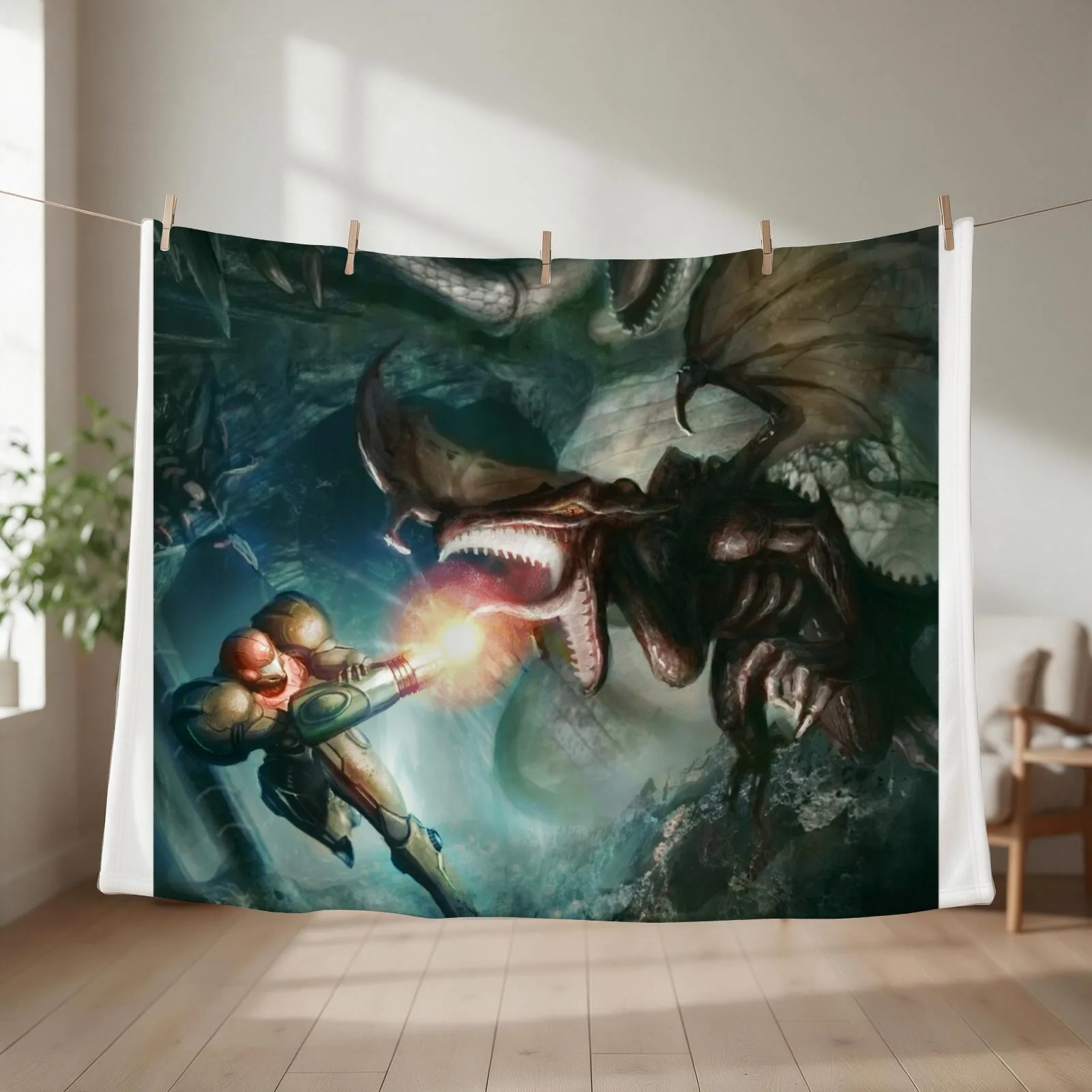 Samus Aran VS. Ridley - The Final Encounter Throw Blanket