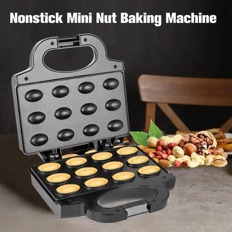 Double-Sided Heating Nuts Cookie Machine  Candy Maker wells griddle Walnut Mold Pastry Nut Walnut Cookie Baking for Breakfast