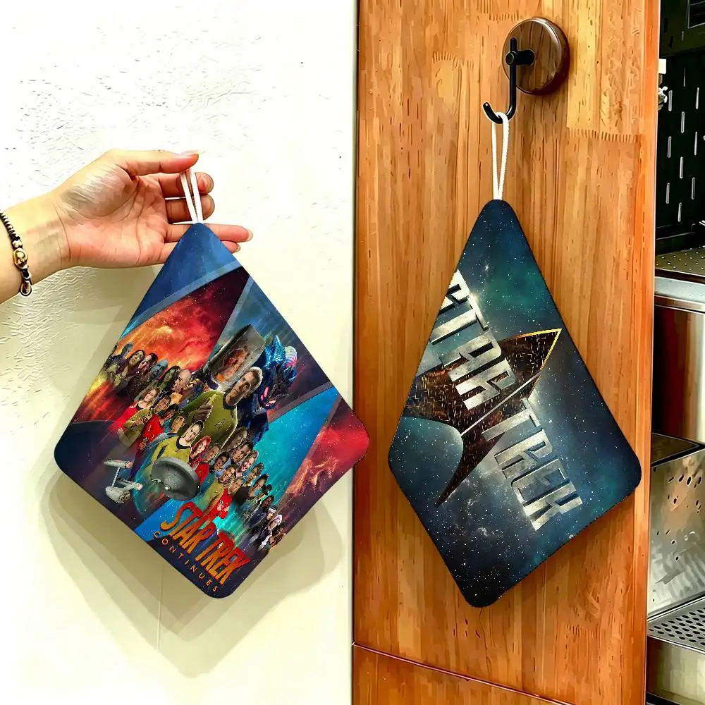 Vintage S-Star Movie T-Trek Polyester Cotton Hand Wiping Towel, Anti-shrink Hanging Kitchen Cloth for Household Cleaning
