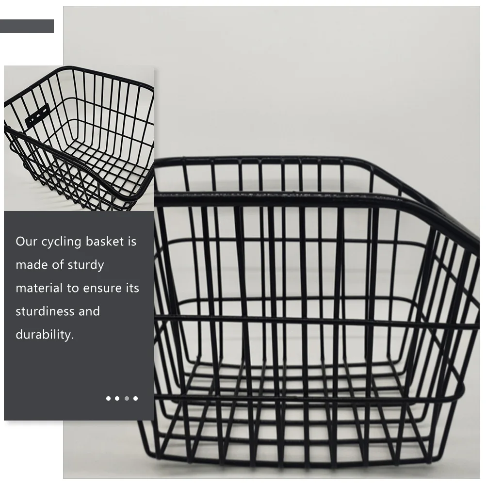 

1 set Rear Bike Basket Sturdy Metal Easy Install Durable Container Thickened Bicycle Fittings Outdoor Stable Storage Reduction