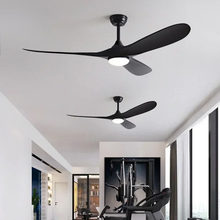 Moderne plafondventilator met lage vloer en verlichting, 6 snelheden verstelbare gelijkstroommotor Omkeerbaar blad Afstandsbediening LED-ventilator
