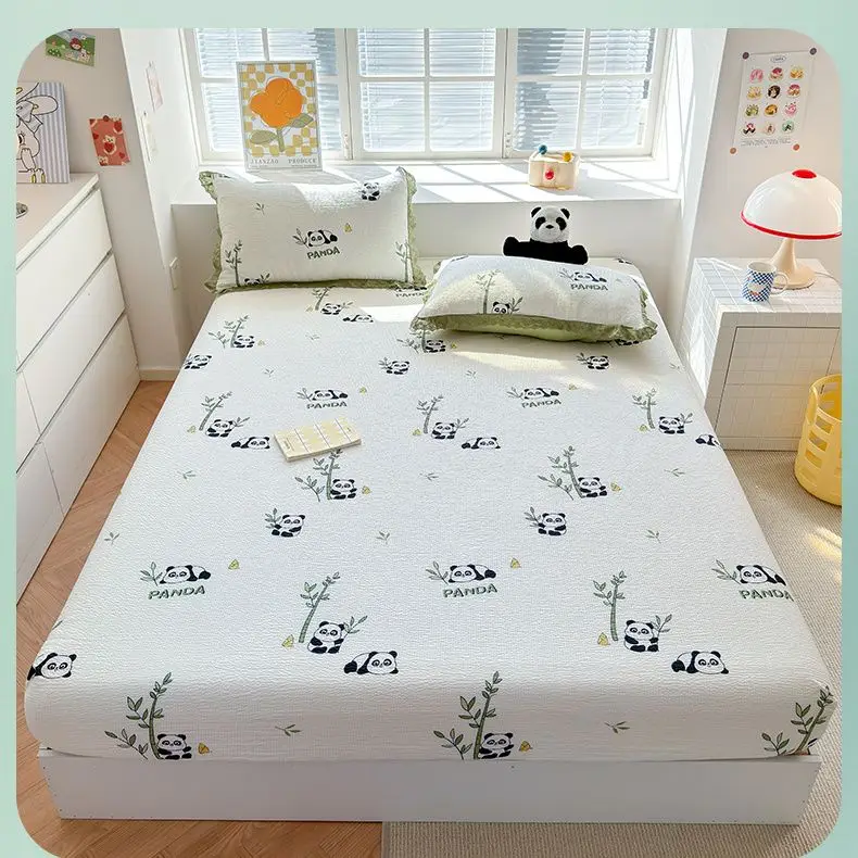 Strawberry Printed Fitted Bed Sheet Bed Mattress Cover Pillowcase Bedding Sheet Girls Elastic Single Queen Full Size Bedcloth