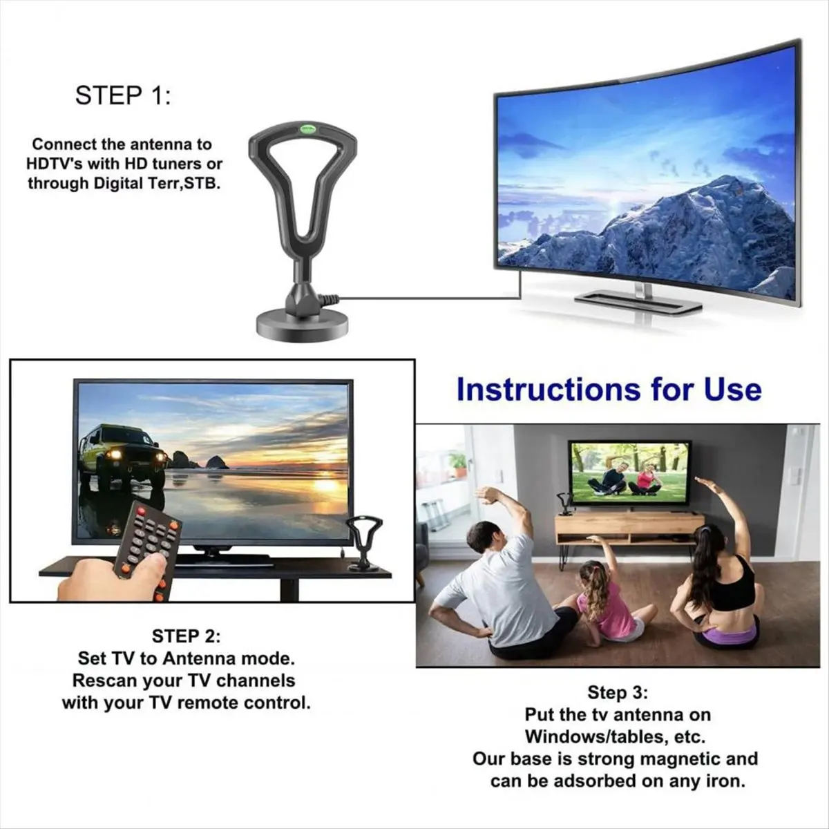 L77A Universal Hdtv Aerial Antenna Amplifier High Gain Low Latency Signal Reception for Enhance Indoor Digital Tv