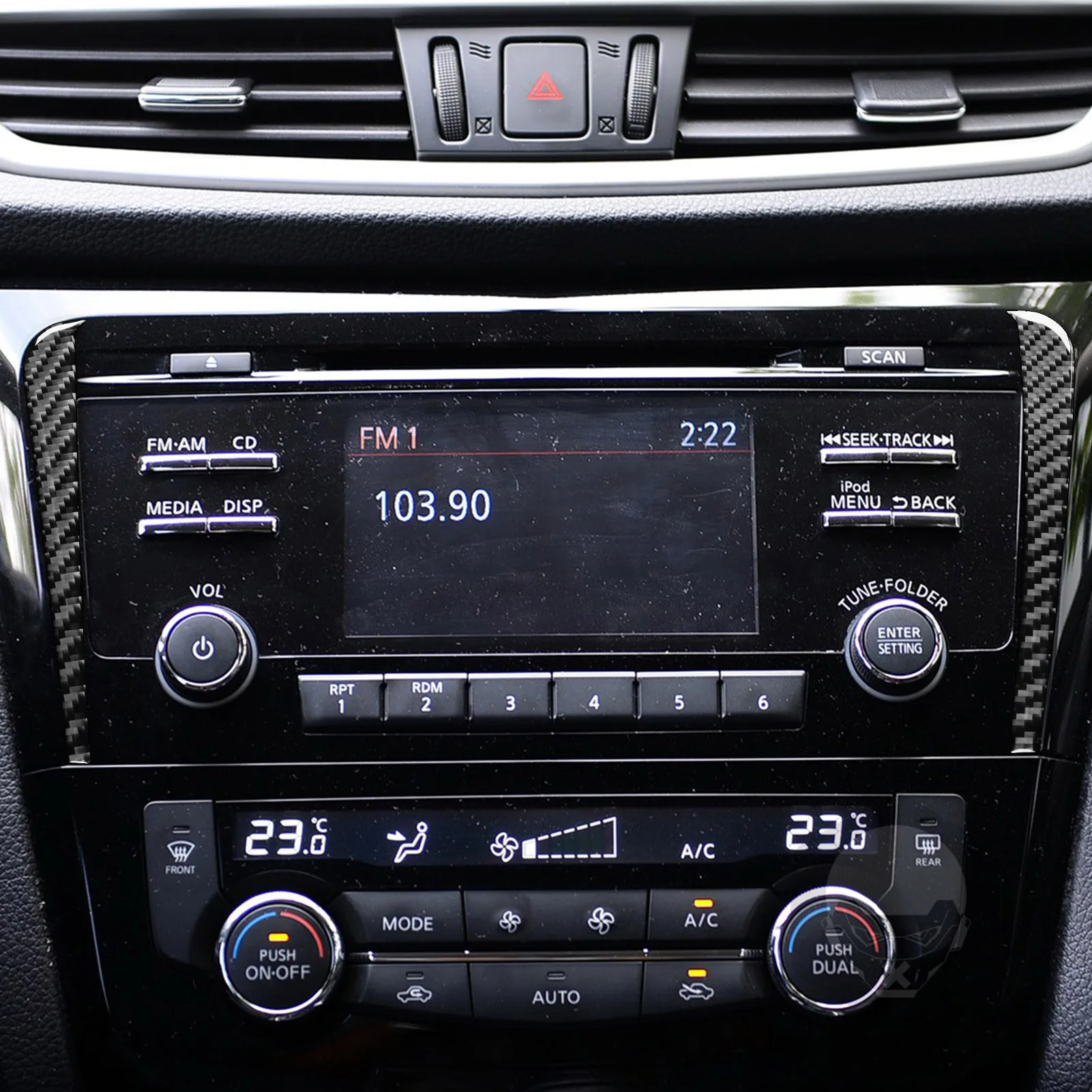 Carbon Fiber Car Interior Accessories Console Navigation Decorative Panel Cover Trim Sticker For Nissan X-Trail Rogue 2013—2021