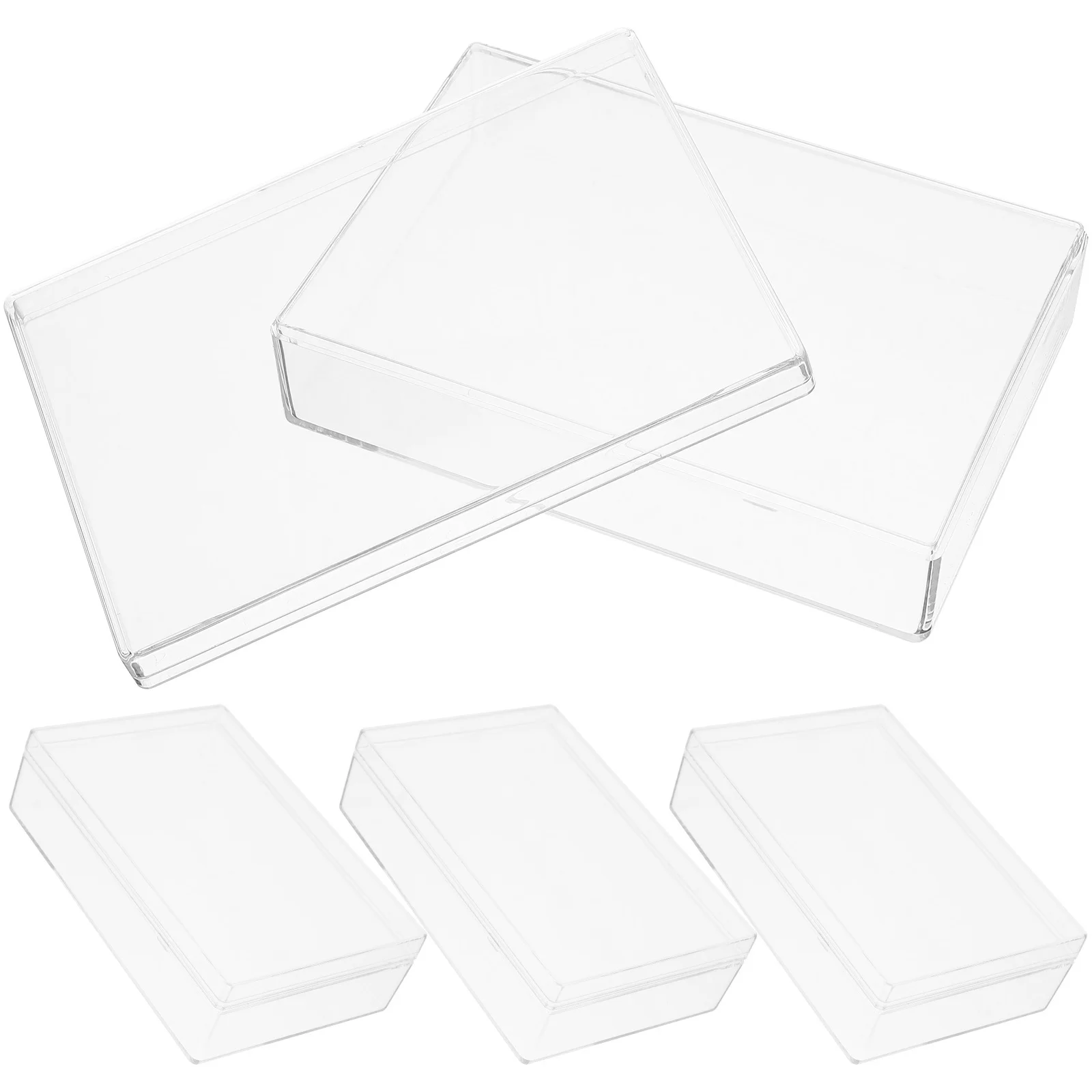 4Pcs Transparent Rectangular Jewelry Box Plastic Storage Organizer Bead Container Small Case for Jewelry Small Clear Box
