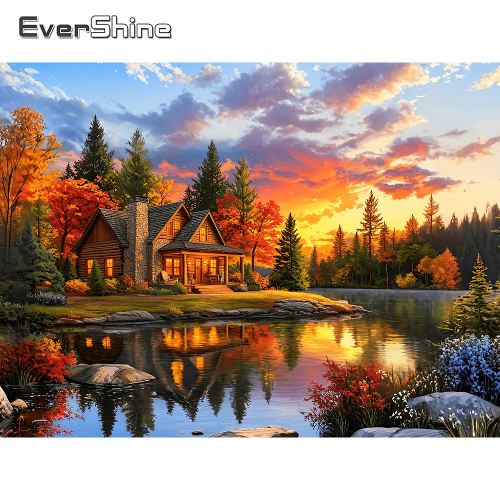 Embroidery Cross Stitch Patterns - Evershine Diamond Mosaic House Landscape Cross