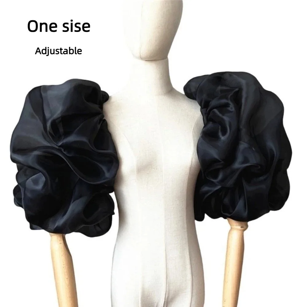 Elegant Puffy Bridal Sleeves Organza Removeable Short Arm Sleeves Decorative Sleeves Evening Party Dress