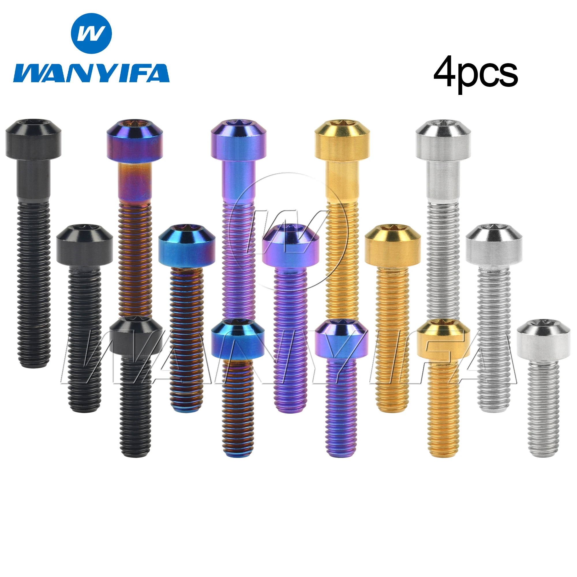 Wanyifa 4pcs Titanium Bolt M8x10 15 20 25 30 35 40 45 50mm Chamfered Round Torx T40 Head Screws for Bike Motorcycle Parts