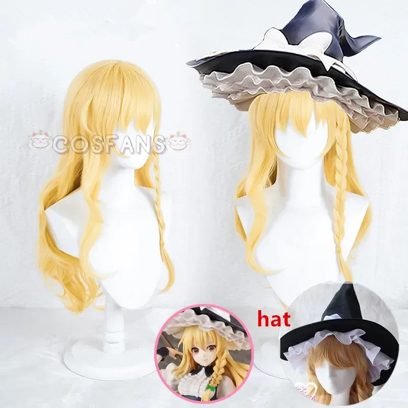 IN STOCK Marisa Wig Anime TouHou Project Kirisame Cosplay TouHou Project Wig Kirisame Marisa Wig Black Witch Hat Accessory props