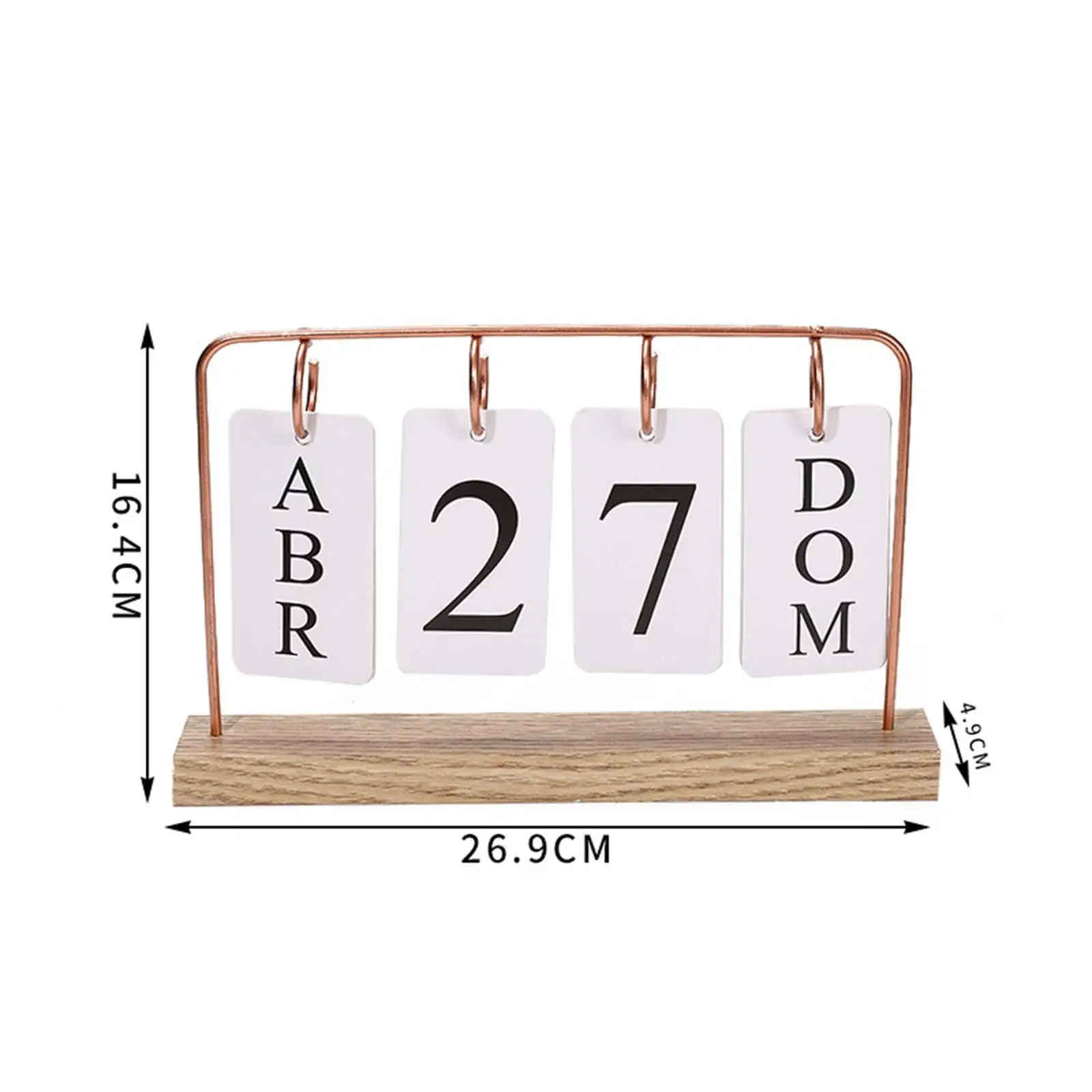 Metal Desk Calendar Daily Schedule Planner Artwork Wooden Base Iron Art Ornament for School Office Home Decoration Birthday Gift