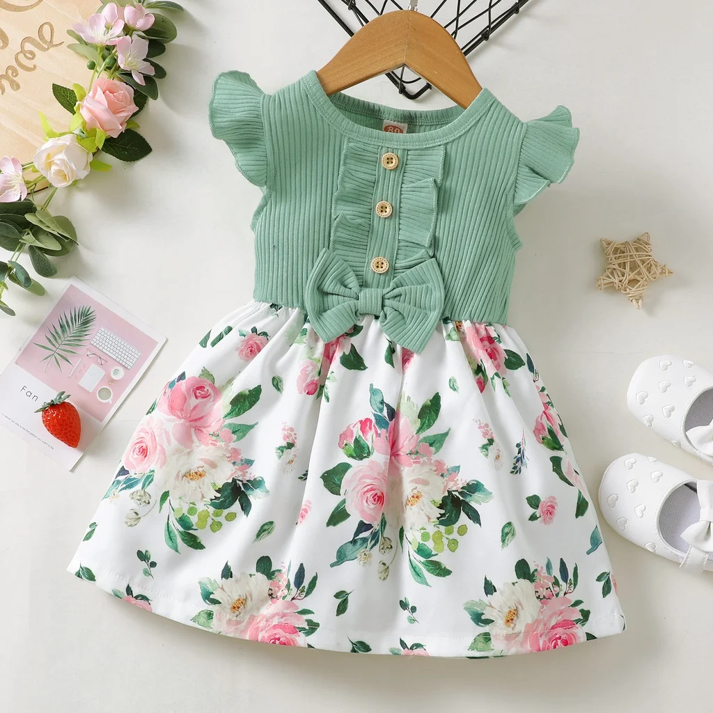 1-5 Years Kids Girls & Toddler Girl Summer Dress Sleeveless Floral Princess Dress Fashion Cute Daily Casual Children Girl Dress