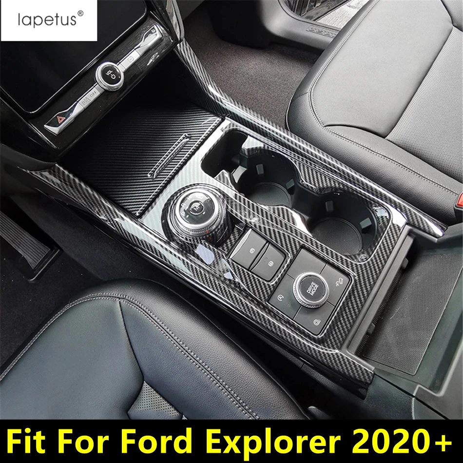 

Central Control Shift Gear Panel Water Cup Frame Decoration Cover Trim Carbon Fiber Accessories For Ford Explorer 2020 - 2023