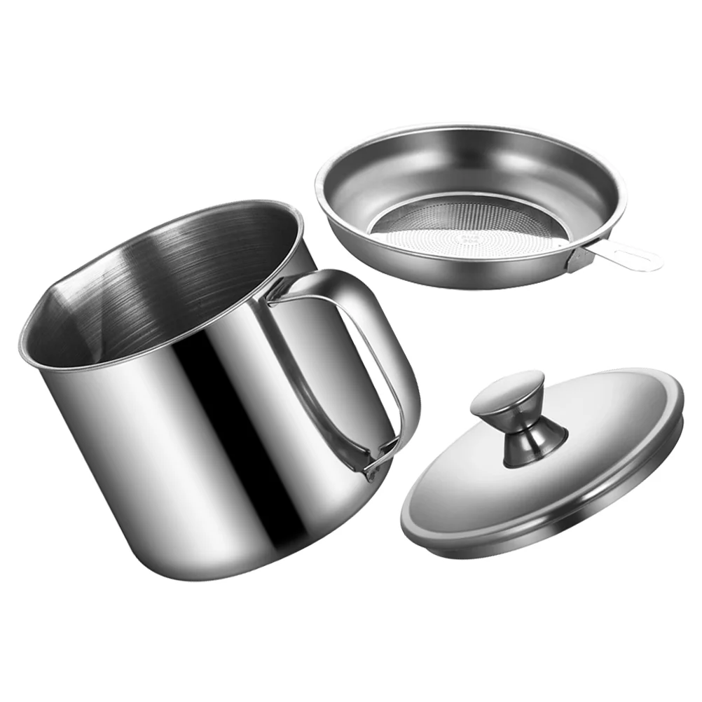 

Stainless Steel Oil Separator Filter Cup Grease Strainer Kitchen Tool Soup Oil Separating Container Drainage Liquid Seasoning