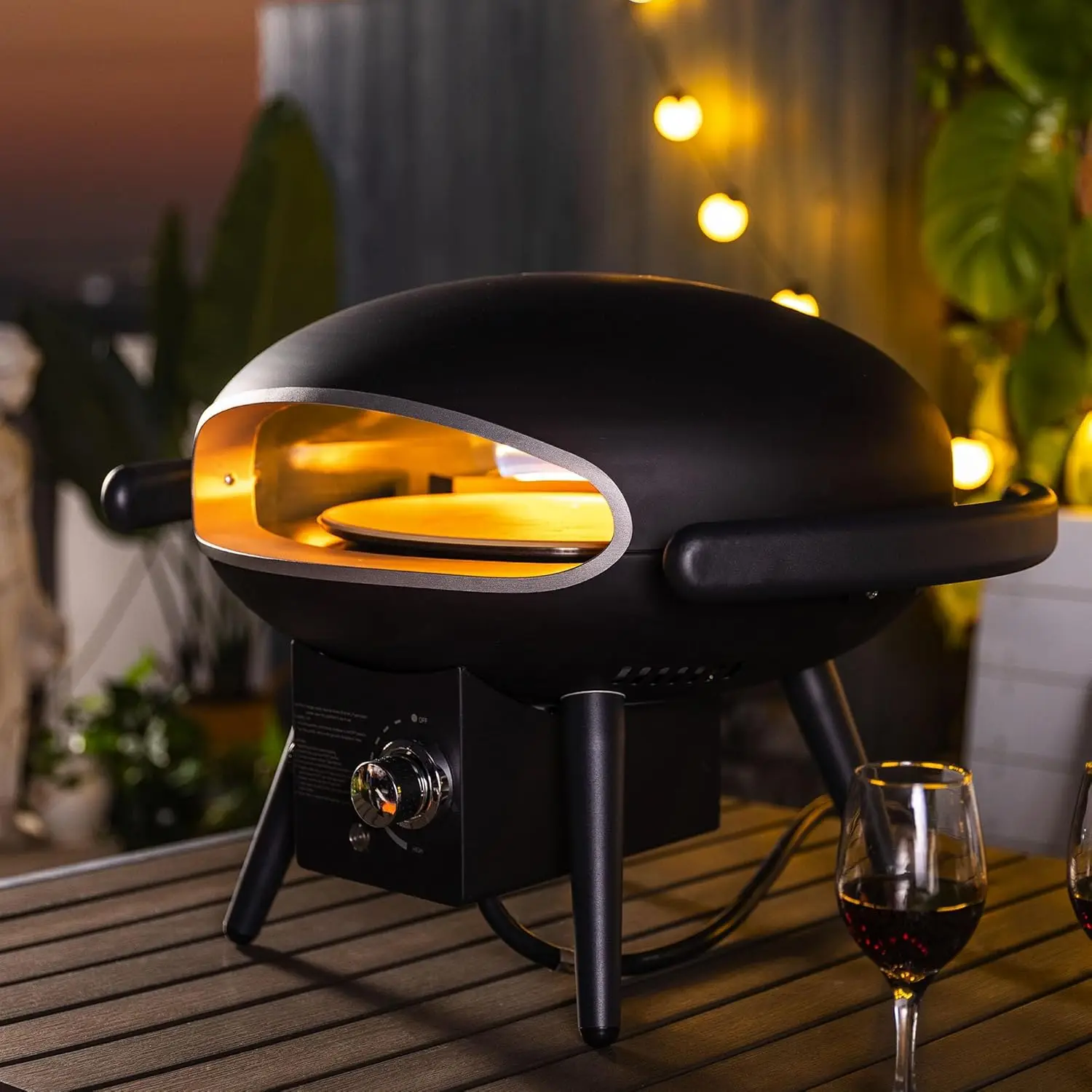 Gas Pizza Oven, Propane Outdoor Pizza Oven, Portable Pizza Oven For 12 Inch Pizzas, With Gas Hose & Regulator, Black