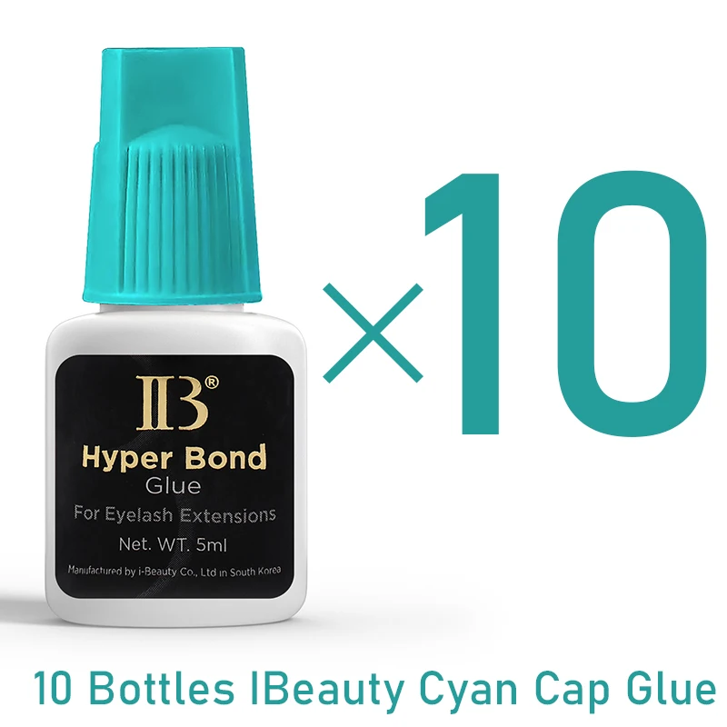 10 botellas IBeauty Hyper Bond tapa cian 5ml 0,5 segundos para pegamento para extensiones de pestañas herramientas de maquillaje tienda de salud de belleza de Corea de secado rápido