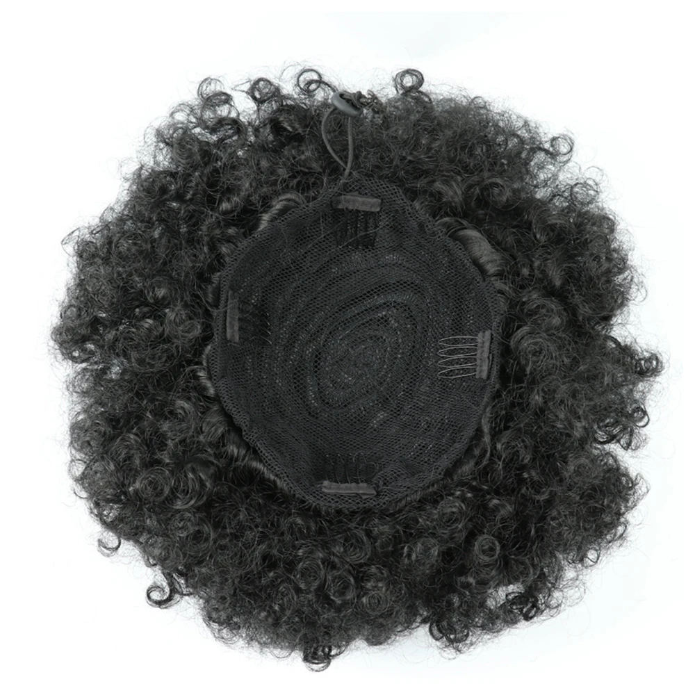 Coleta Afro Puff con cordón para mujeres negras, pelo sintético corto y rizado, extensión de moño Afro, 1 unidad