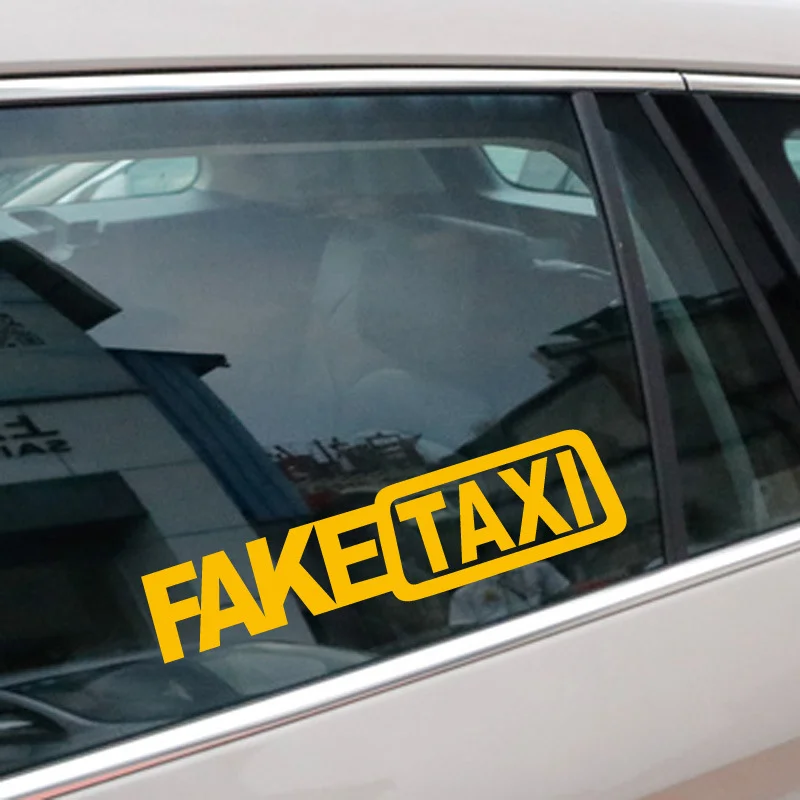 1 Pcs Funny FAKE TAXI Car Auto Sticker Decal Emblem Self Adhesive Vinyl Stickers Car Window Body Bumper Motorcycle Car Styling